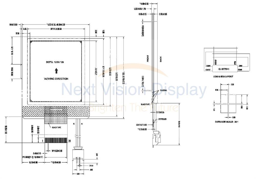 5.2 inch 480x128 Bar Type TFT LCD - WF52CTLBSDBN0
