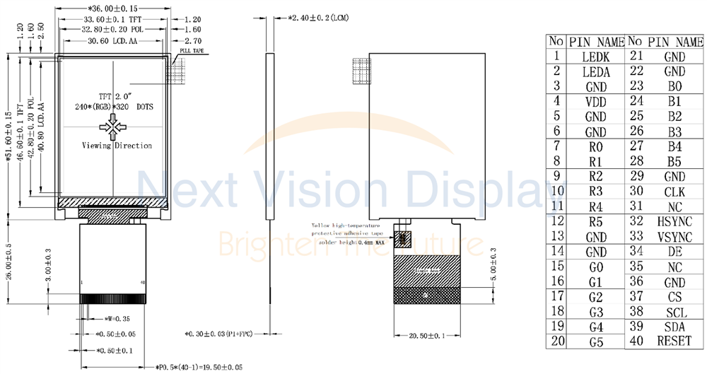 Square LCD Screen, Square Screen TFT, ST7789T3-G4-1 - WF0154ATAAA4DSN0