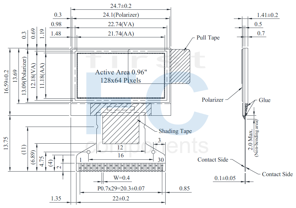 2.42 inch OLED Display, 2.42 OLED 128x64 - WEO012864G
