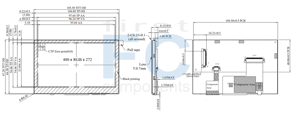 128x64 Graphic 2.7-inch COG OLED Display Module - WEO012864AM