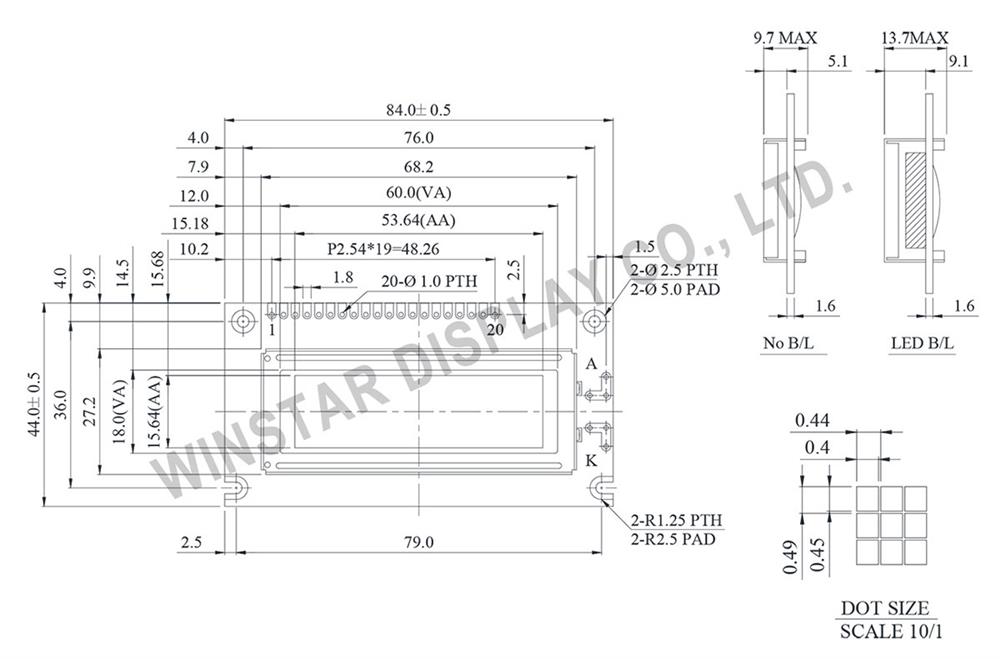 Winstar WG12232L - LCD Display Graphic 122x32