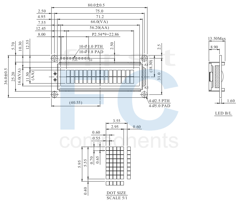 16x2 UART LCD Display, UART LCD Module - WH1602BR