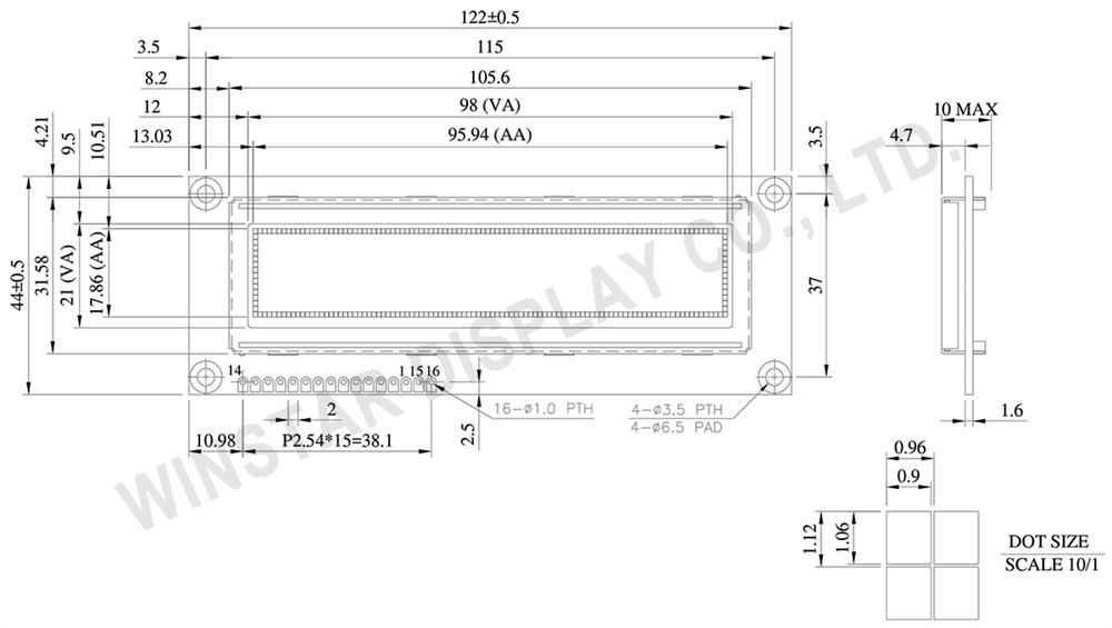 100x16, 3.84", COB OLED Display Module - WEG010016J