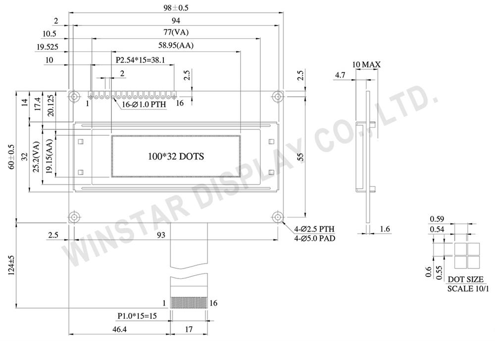 WEG010032B - 100x32 Graphic OLED Display