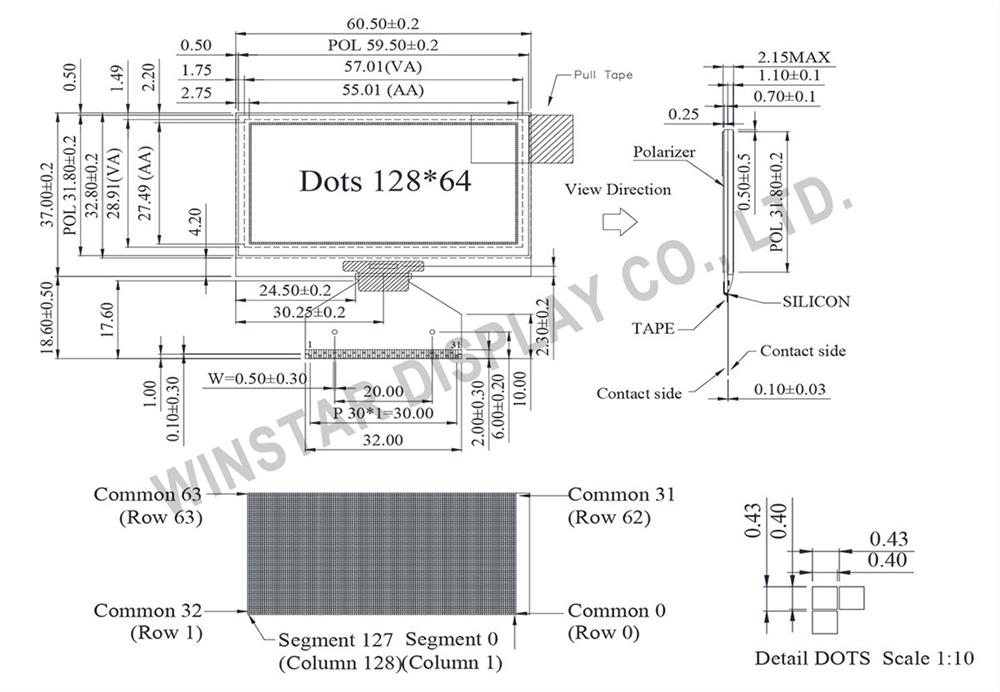 Graphic OLED Display 128x64, OLED 12864 - WEO012864H