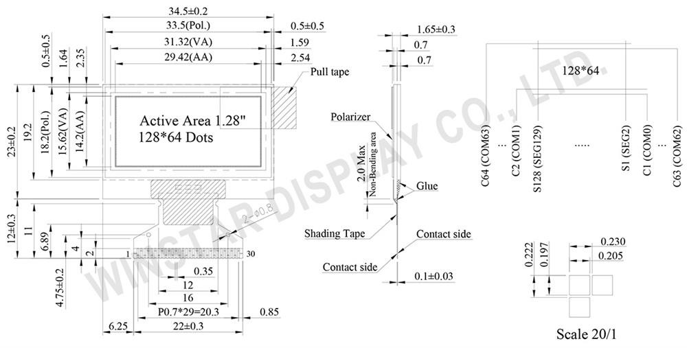 Winstar 1.28" SH1106 OLED Display Module 128x64 - WEO012864L-Hotbar