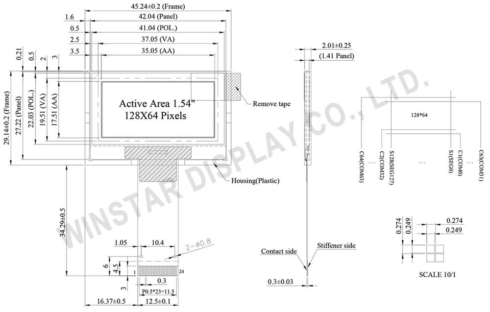 128x64 OLED Graphic Display 1.54 inch - WEO012864Y