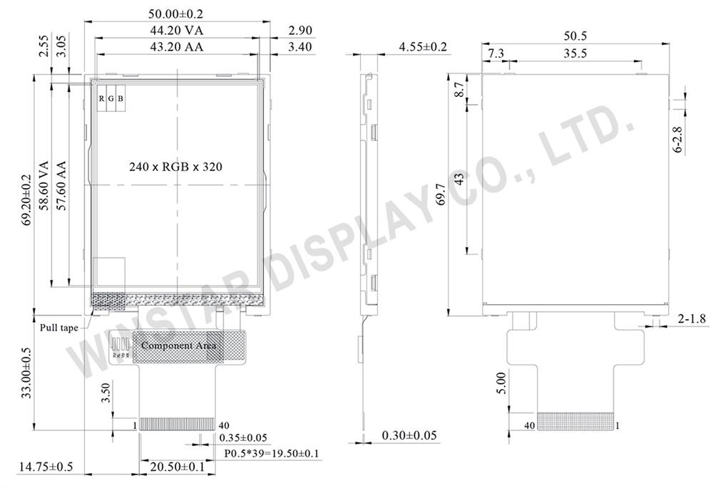 2.8 inch 240x320 Sunlight Readable TFT IPS LCD - WF28JSYAJDNN0 - Winstar Display