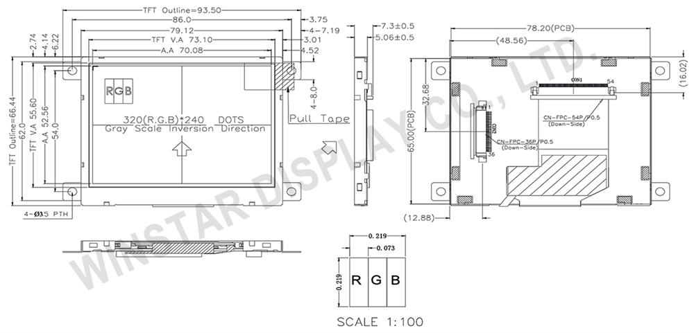 All in One 3.5 Inch TFT LCD Display - WF35QTIBCDBN0