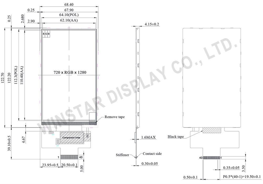 5" 720x1280 IPS, MIPI DSI, High Brightness TFT LCD - Winstar Display
