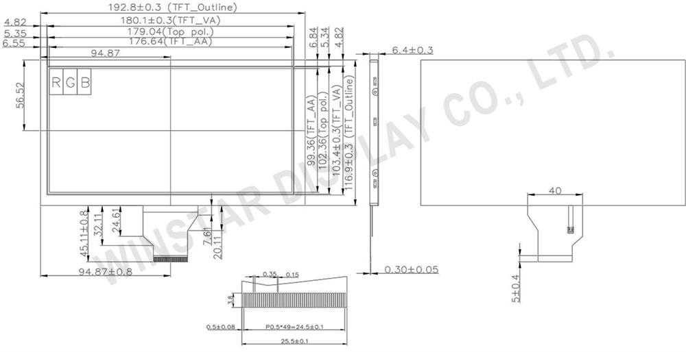 8 TFT LCD, 8 TFT Display - WF80BTIAGDNN0 - Winstar Display