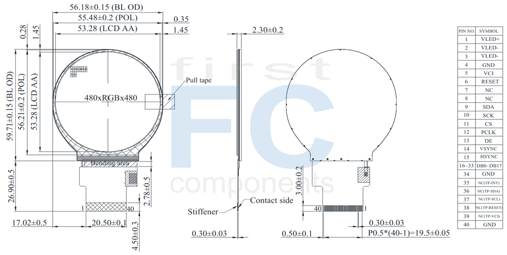 2.1-inch Round TFT Display with IPS Panel - WFN0210A2T0YADNN000
